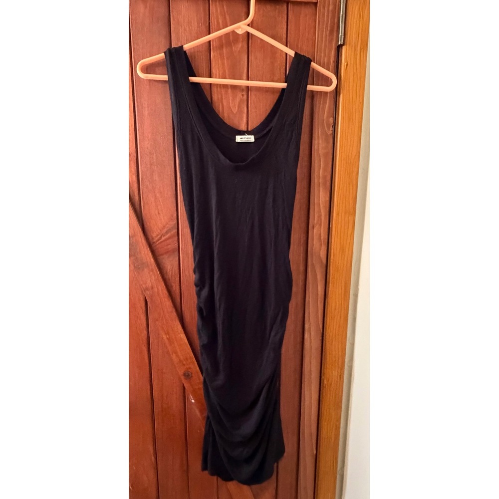 LAmade‎ Womens Black Ribbed Ruched Bodycon Scoop Neck Midi Dress Size M USA